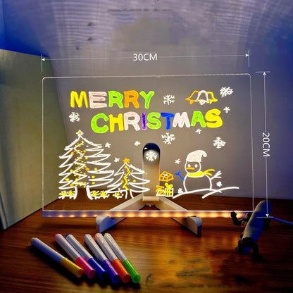 Acrylic DIY Note Board LED Night Light with USB power and colorful pens