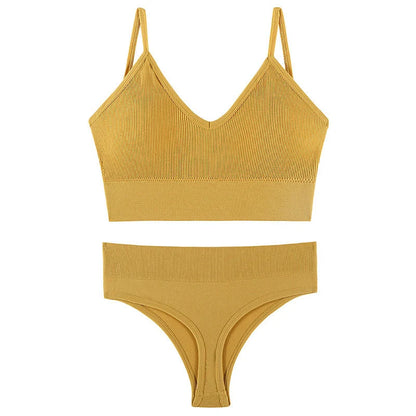 Women's Wireless Push-up Bra Set with French Triangle Cup in various colors and sizes
