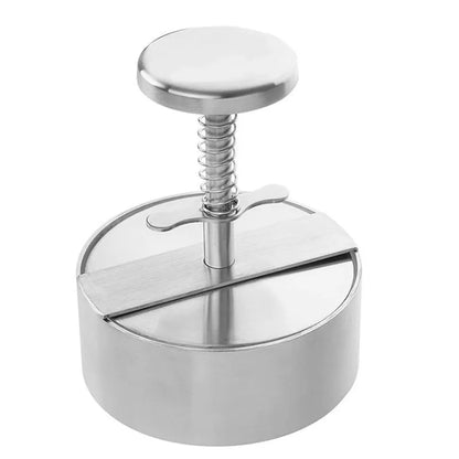 Silver stainless steel meat press mould for making burger patties
