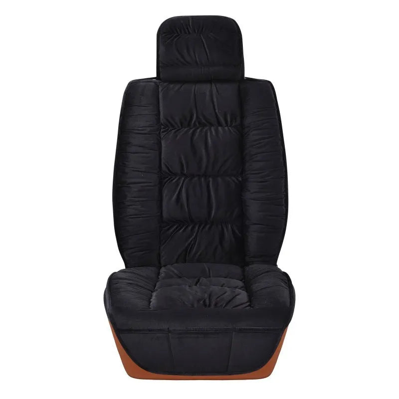 Winter short plush car seat cushion set in grey with wool cotton filler for cold weather driving