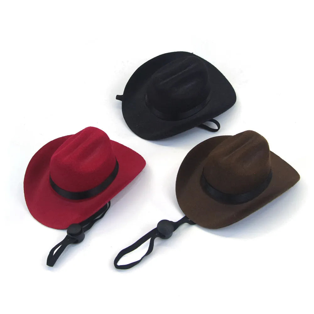 Adjustable cowboy hat for dogs in black, brown, burgundy or coffee colours