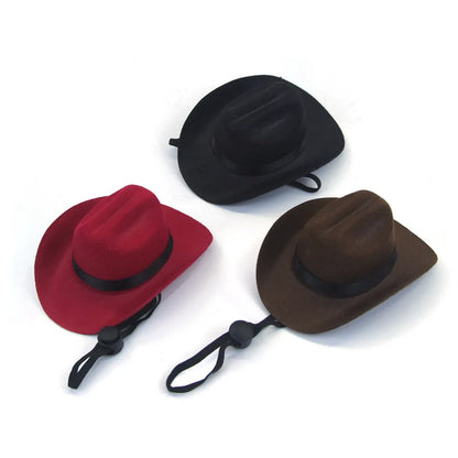 Adjustable cowboy hat for dogs in black, brown, burgundy or coffee colours