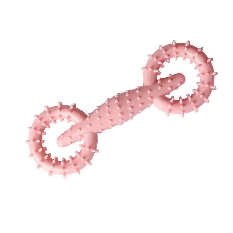 Blue TPR dog chew toy featuring a ring and a chew stick for puppy teething