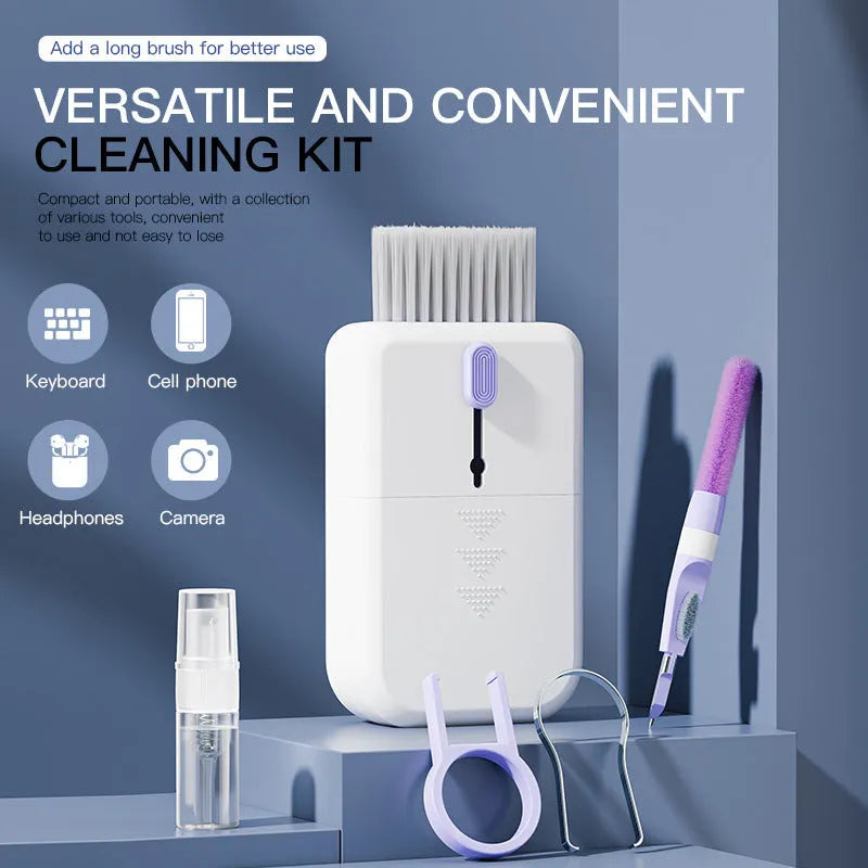 11 in 1 portable multifunctional electronic cleaning kit with storage box in blue colour
