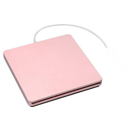 Ultra-thin silver Type-C external CD DVD burner with suction drive, 138 x 142 x 16 mm, for 12cm and 8cm discs