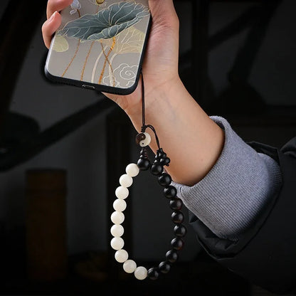 Handcrafted White Corypha Umbraculifera Blackwood bead bracelet with eight-diagram pattern