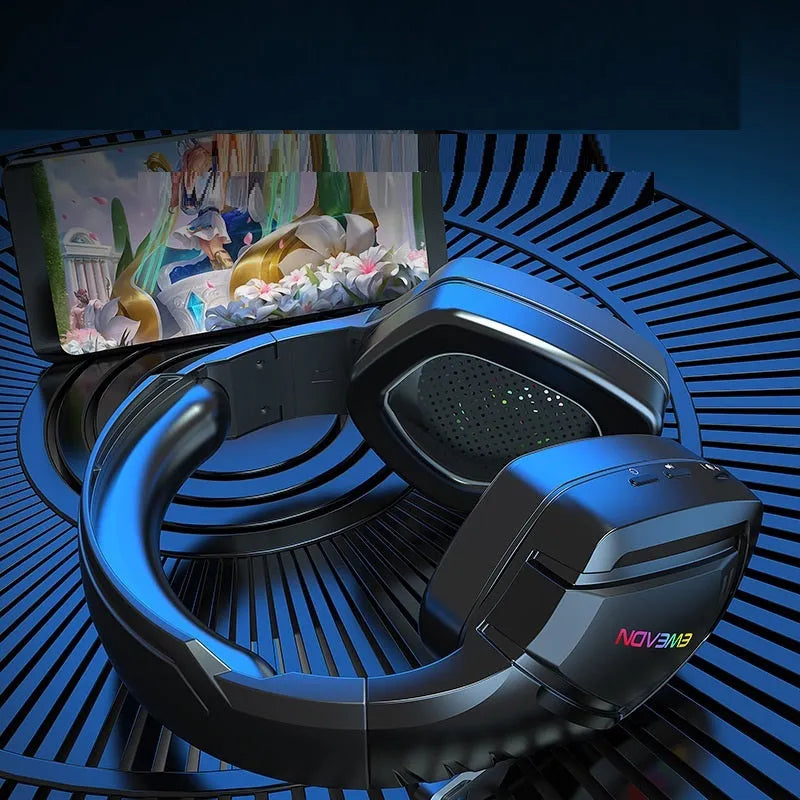 Black RGB version wireless over-ear Bluetooth headset with noise cancellation