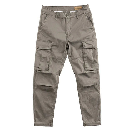 Men's multi-pocket labour protection trousers in solid colour with cropped length design