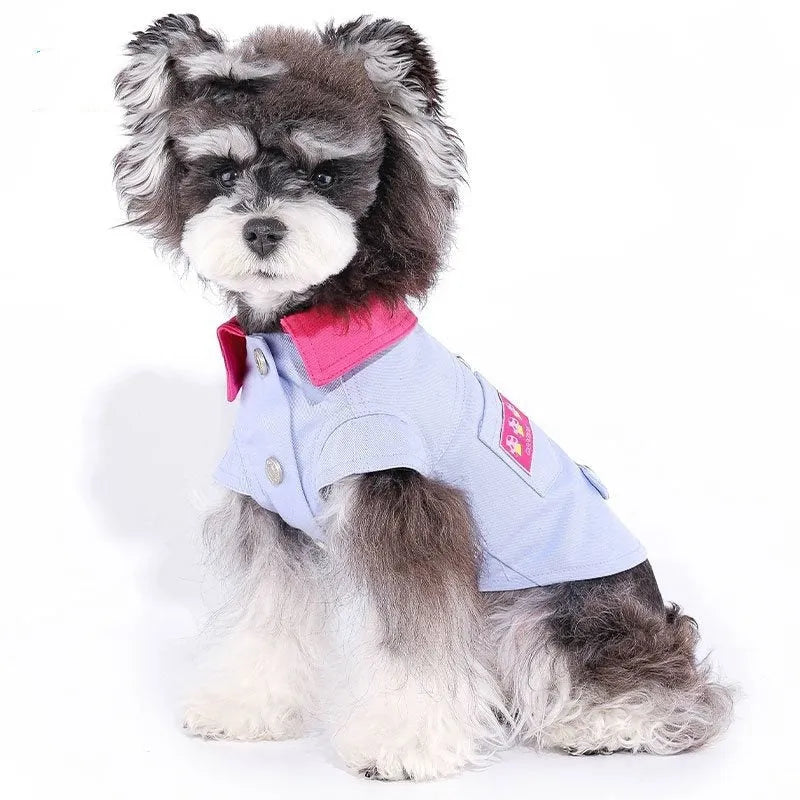 Dog vest with traction rope ring small pet clothing summer casual apparel for general gender canine polyester harness alternative in blue and purple colour, suitable for small breeds from 1.25kg to 11.5kg across seven precise size options