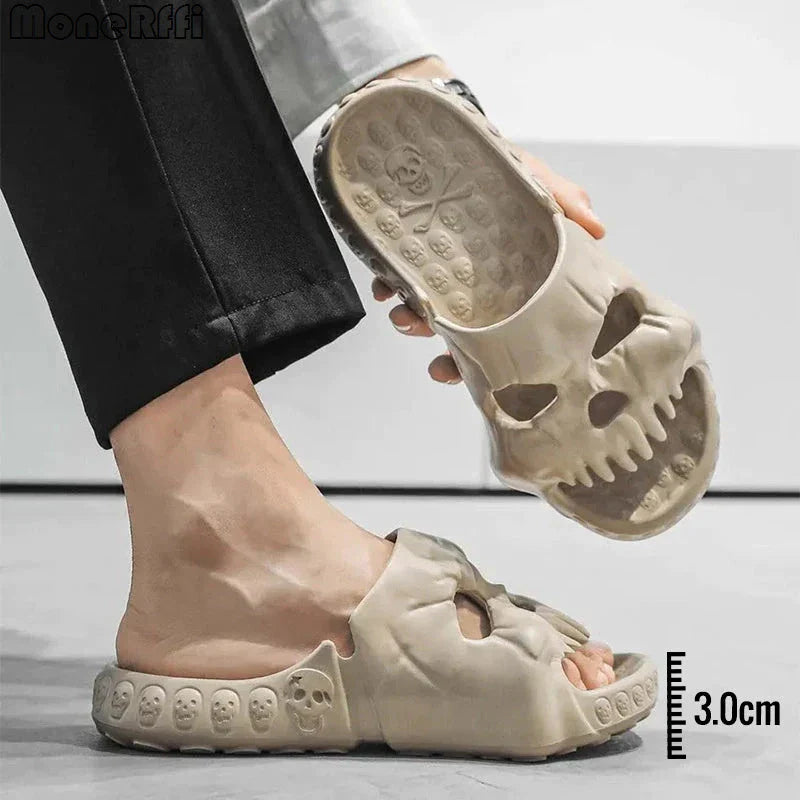 Stylish skull-themed slippers with a variety of color options for comfortable, versatile wear