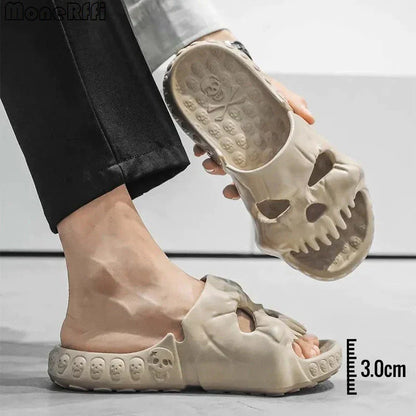 Stylish skull-themed slippers with a variety of color options for comfortable, versatile wear