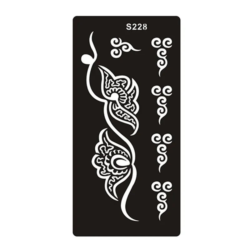 Hollow geometric tattoo template sticker on water transfer paper, Southeast Asian style design.