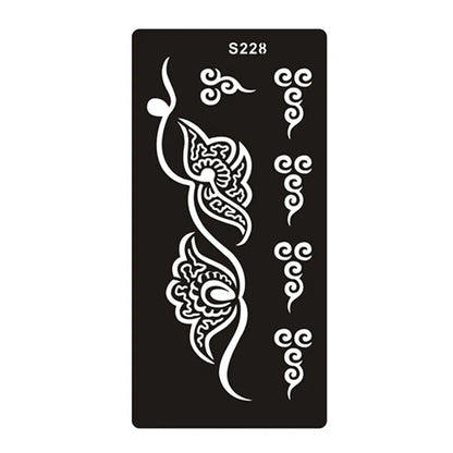 Hollow geometric tattoo template sticker on water transfer paper, Southeast Asian style design.