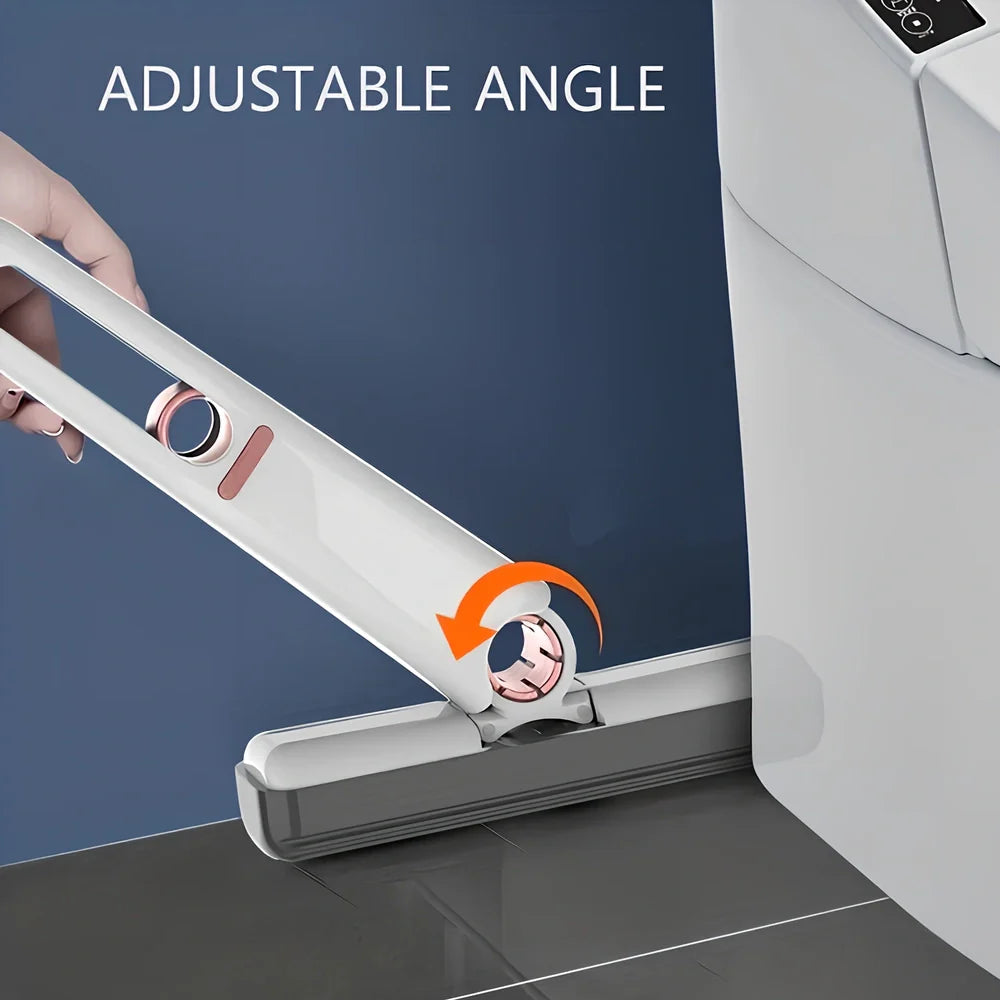 Portable self-squeezing mini mop with biodegradable cotton head and 180-degree folding mechanism