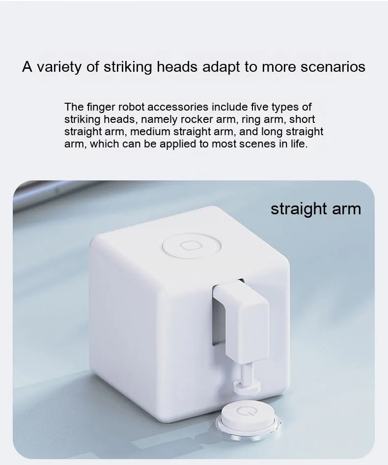 White intelligent Bluetooth finger robot, 34.5x34.5x46.5mm, 36g, Type-C rechargeable, 10N thrust, 12mm movement