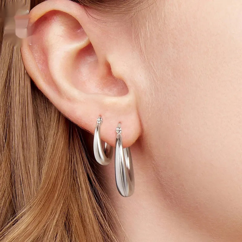 Copper geometric ring ear clip earrings in three sizes with electroplated finish