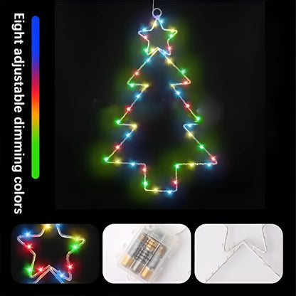 Wrought iron Christmas tree shaped LED garland lights with white birch colour and 40 LED beads