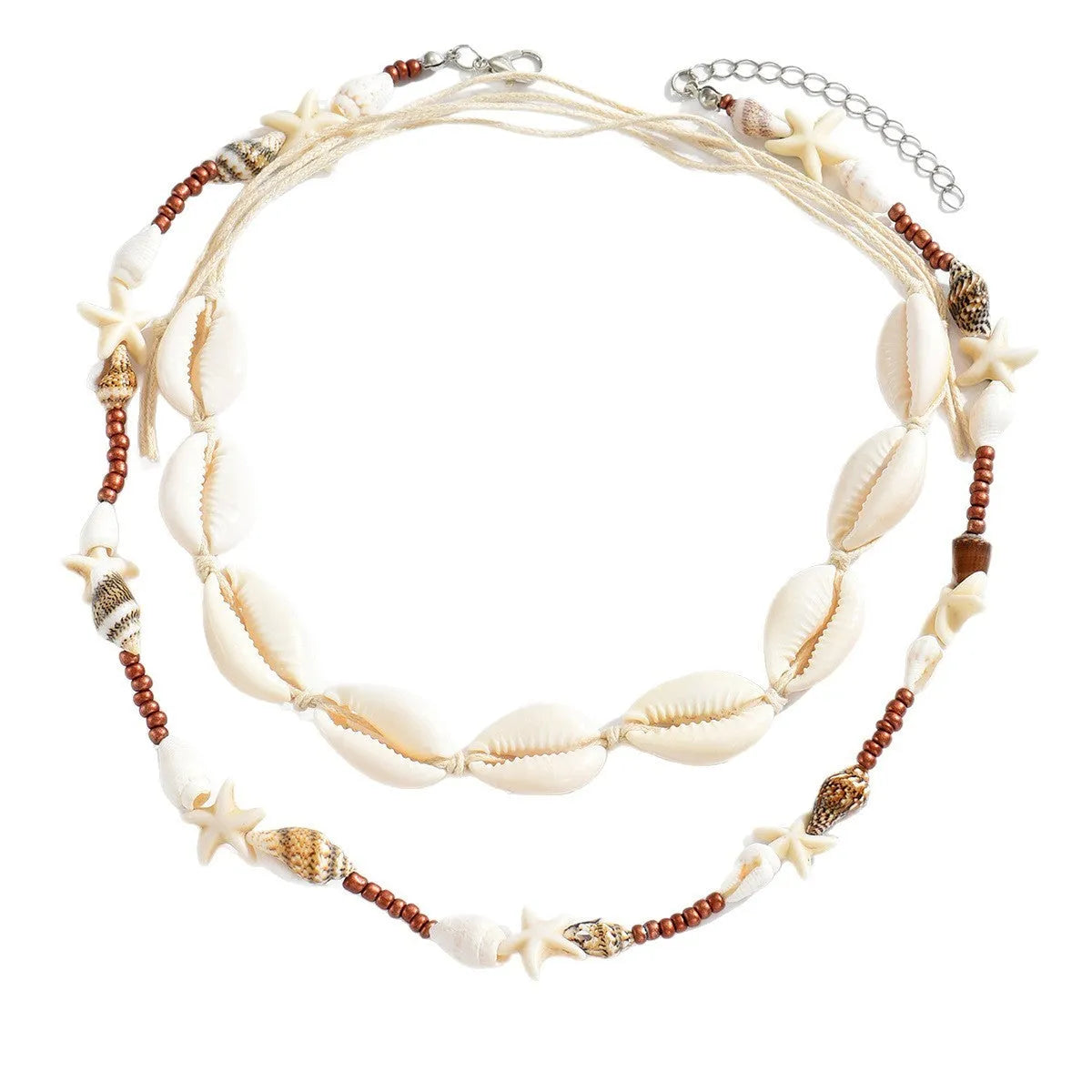 Handmade bohemian shell pendant necklace with geometric shape in X1900 colour on regular chain