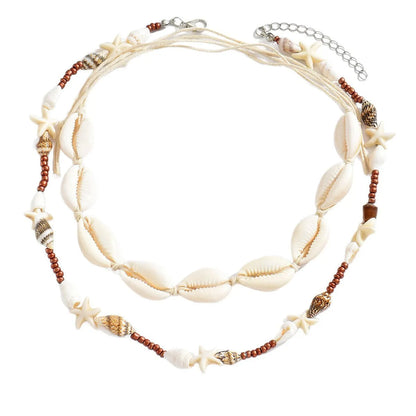 Handmade bohemian shell pendant necklace with geometric shape in X1900 colour on regular chain