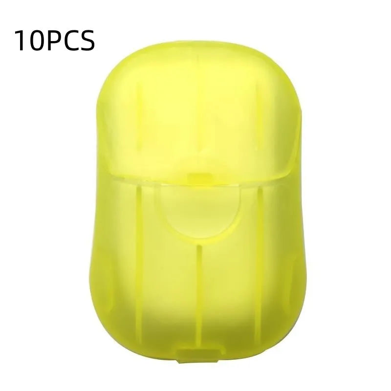 Disposable hand soap paper sheets showing 3.6x5.6cm size and multiple colour options