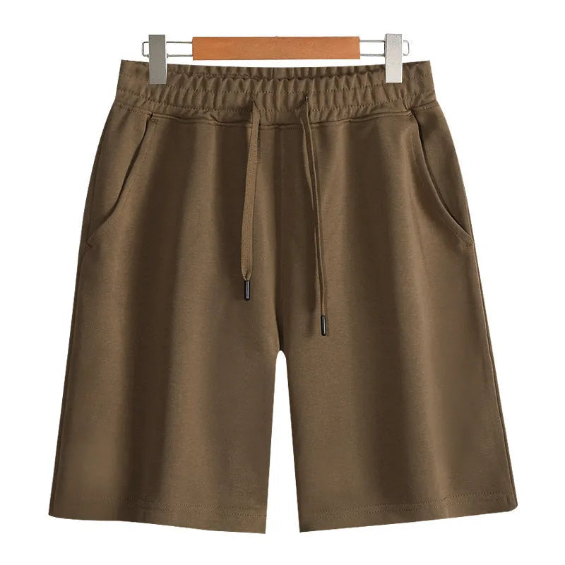 Cotton micro-elastic sports shorts in straight-leg style for summer wear