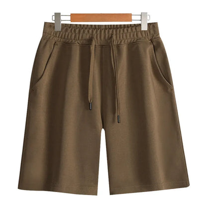 Cotton micro-elastic sports shorts in straight-leg style for summer wear