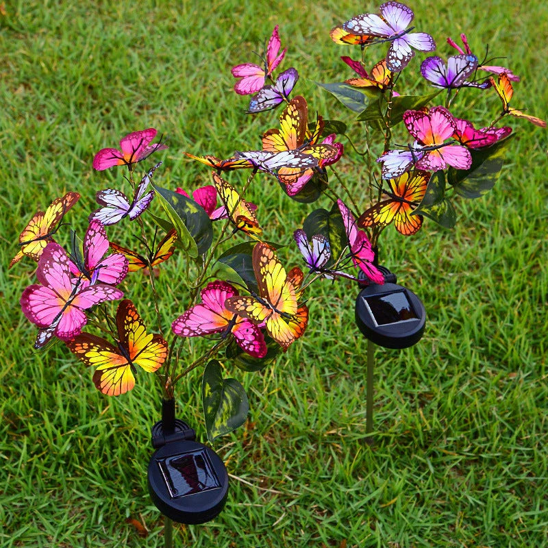 Solar-powered butterfly LED courtyard light for eco-friendly garden illumination