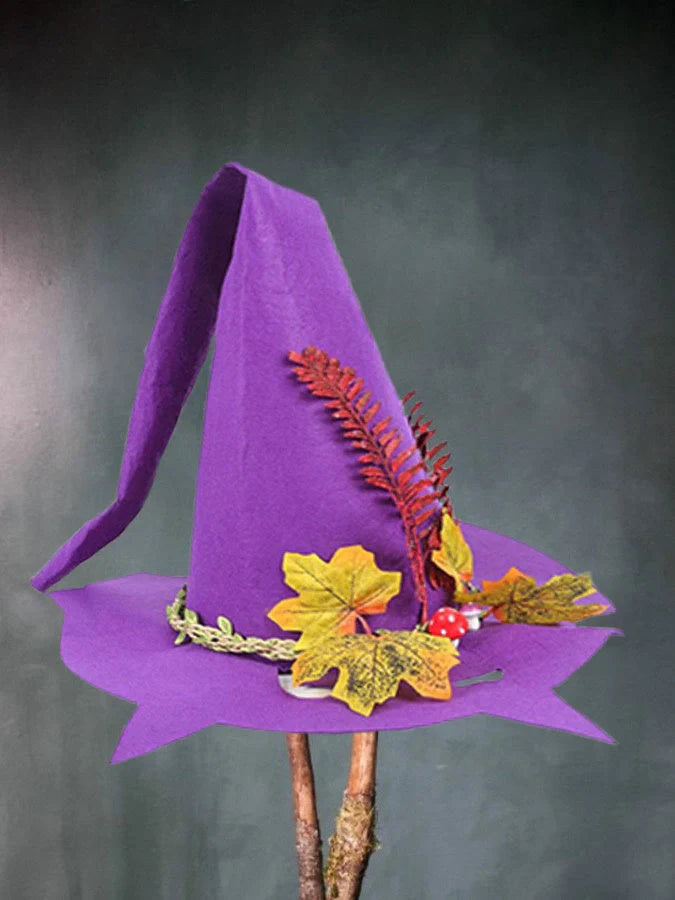 Women's modern witch hat in wool felt for Halloween and cosplay
