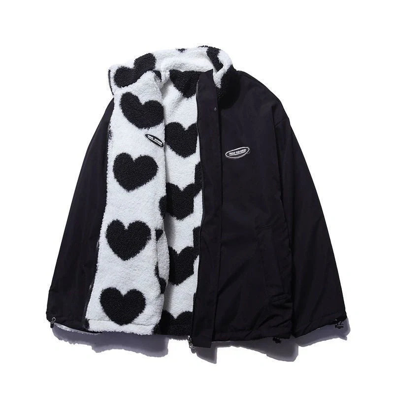 Love Lamb reversible fleece-lined cotton padded coat in black, pink, and sky blue colours