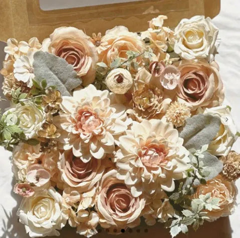 Artificial silk rose bouquet wedding table decoration in soft PVC with embossing detail