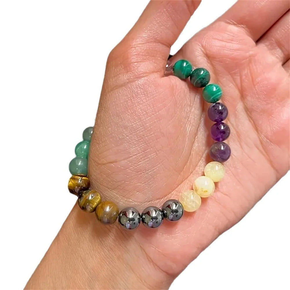 Amethyst green dongling stone beaded bracelet with French retro style