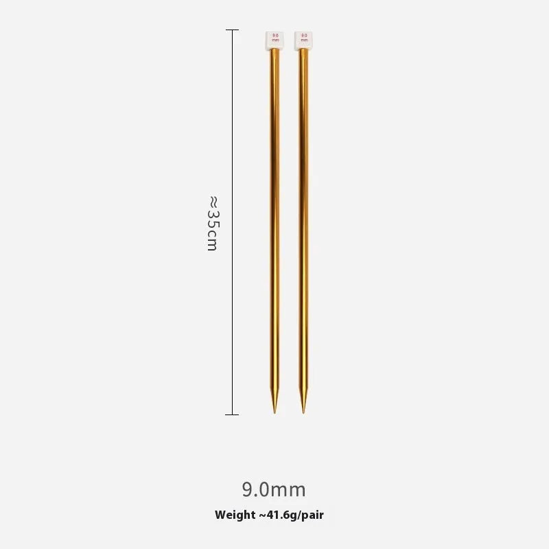 Crochet hook set with 13 sizes from 2.0mm to 10.0mm, each hook has a protective cap, showing lengthened 15cm shafts