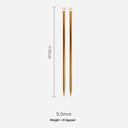 Crochet hook set with 13 sizes from 2.0mm to 10.0mm, each hook has a protective cap, showing lengthened 15cm shafts