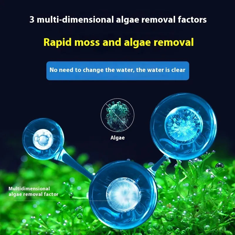 Bottle of liquid algae remover for aquariums and ponds in three size options