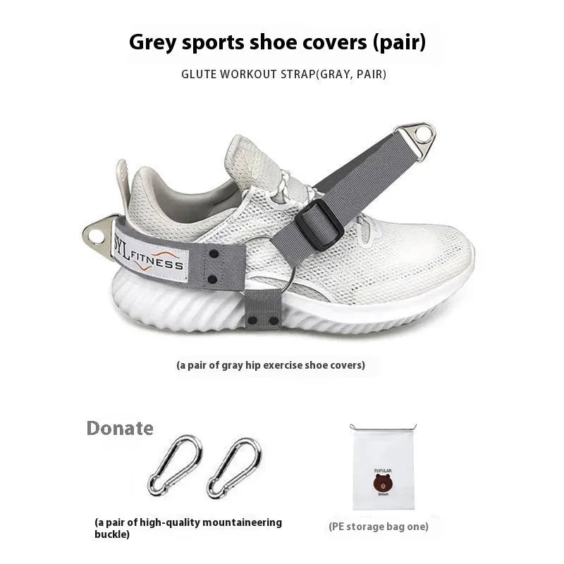 Gantry frame ankle strap with tension buckles for rope access training in black colour