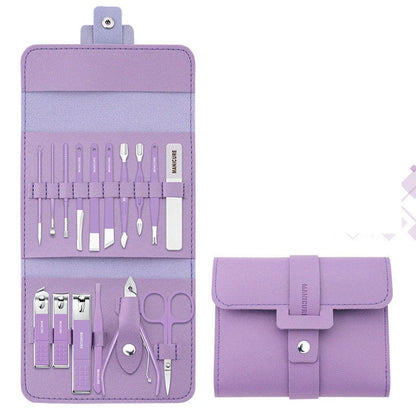 Premium 16-Piece Manicure Set with Stainless Steel Tools and Stylish PU Leather Case