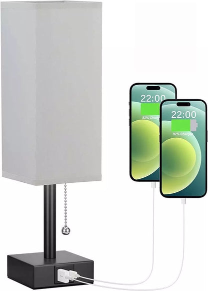 Bedside table lamp with adjustable brightness and USB ports in various colours