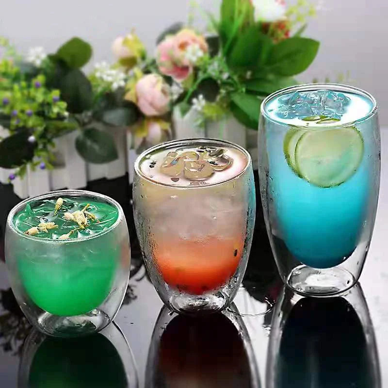 Egg-shaped double-layer insulated glass cup for water, beer, and coffee