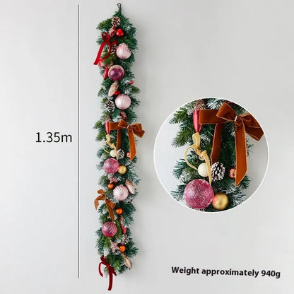 135cm European Style rattan Christmas wall hanging decoration in golden red, leaf golden, or rose pink colour variations