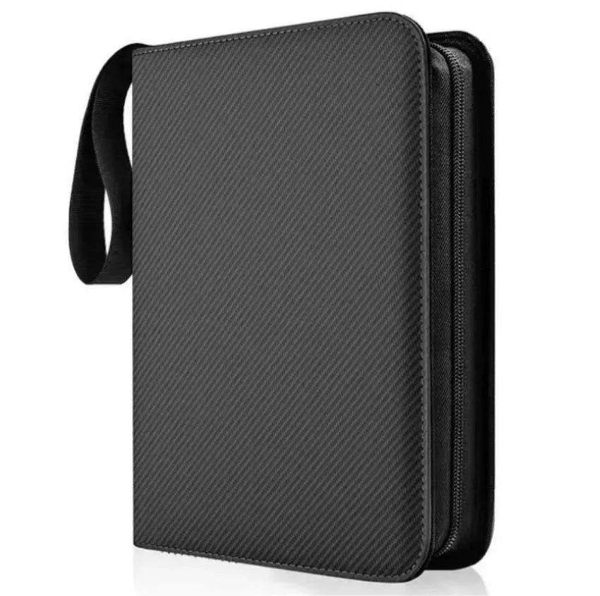 Four-grid card storage bag in black, yellow, sky blue, or red, holding up to 400 trading cards