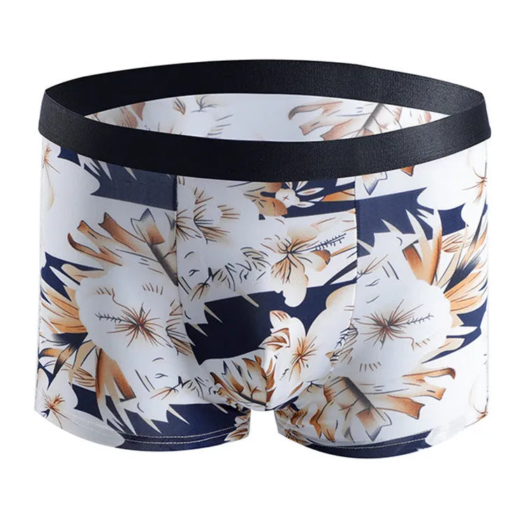 Plus size men's mid waist boxer shorts in Ice Silk fabric, shown in a choice of colours.