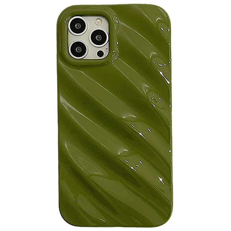 Simple pleated silicone iPhone case with electroplated laser detailing in black colour