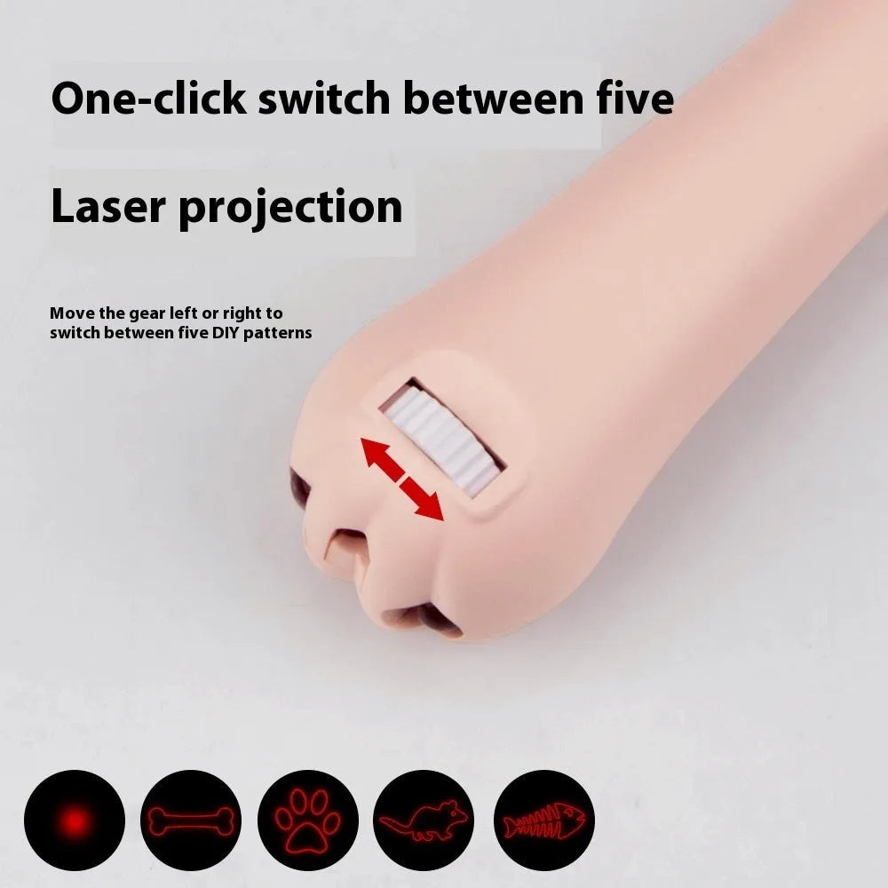 Infrared cat laser teasing stick with five patterns including cat footprints design