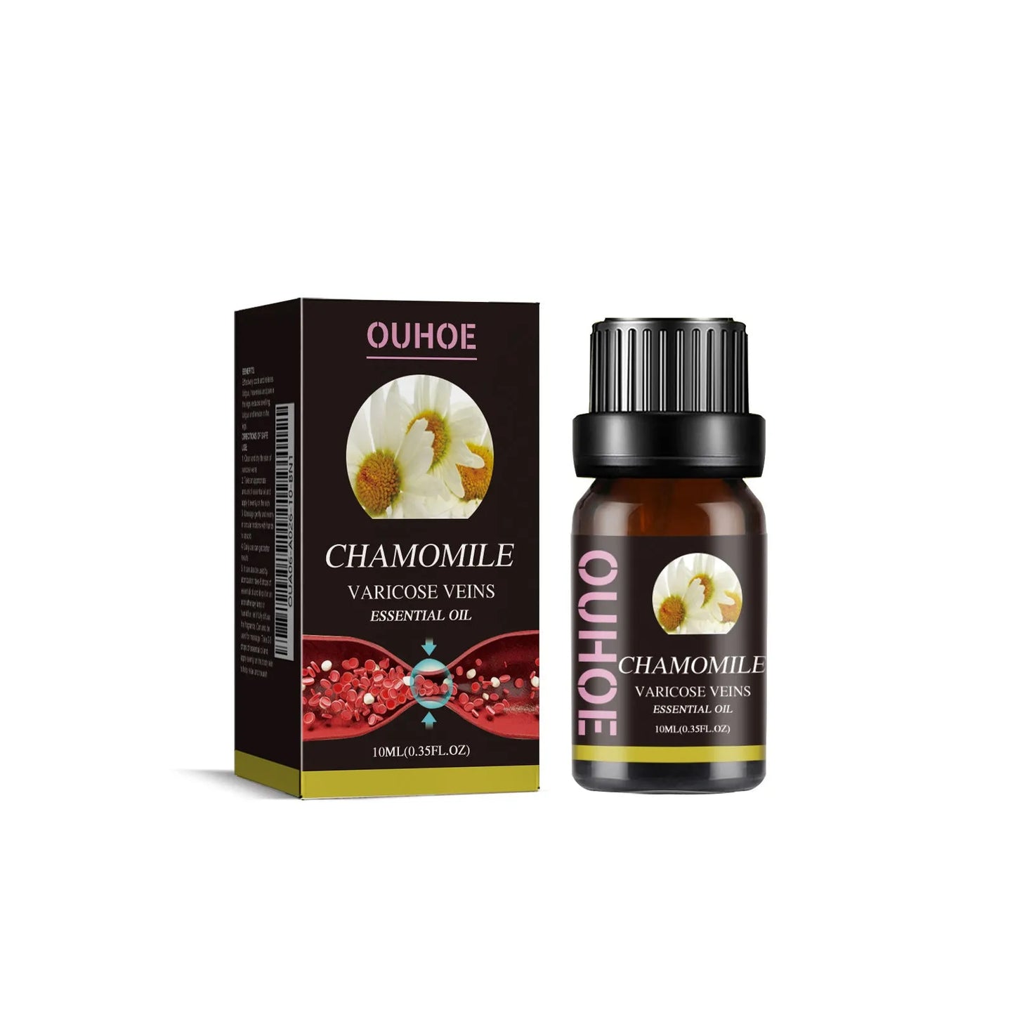 10ml bottle of chamomile leg essential oil for skin care and massage