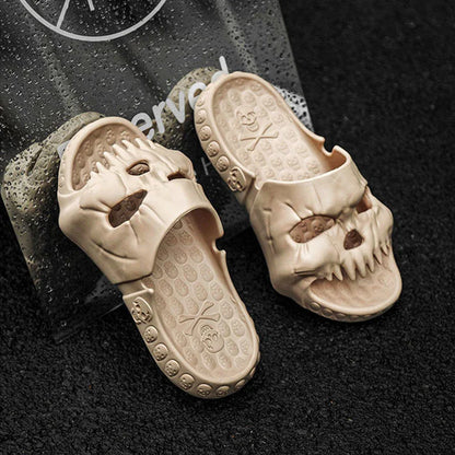 Stylish skull-themed slippers with a variety of color options for comfortable, versatile wear