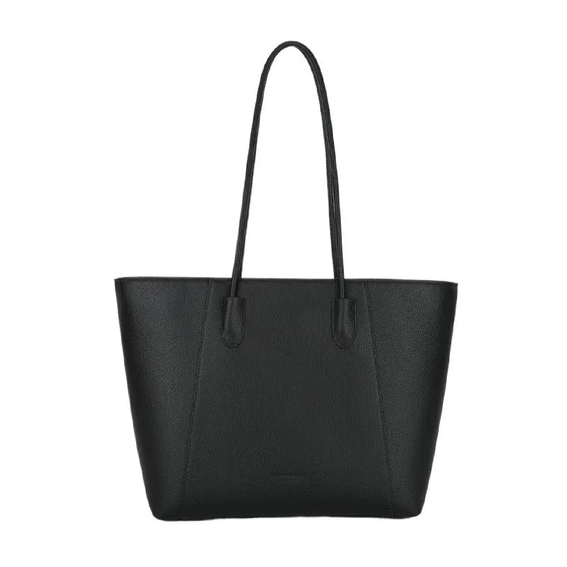 PU leather soft bucket shoulder tote bag with synthetic leather lining, outer sandwich pocket and zipper change bag