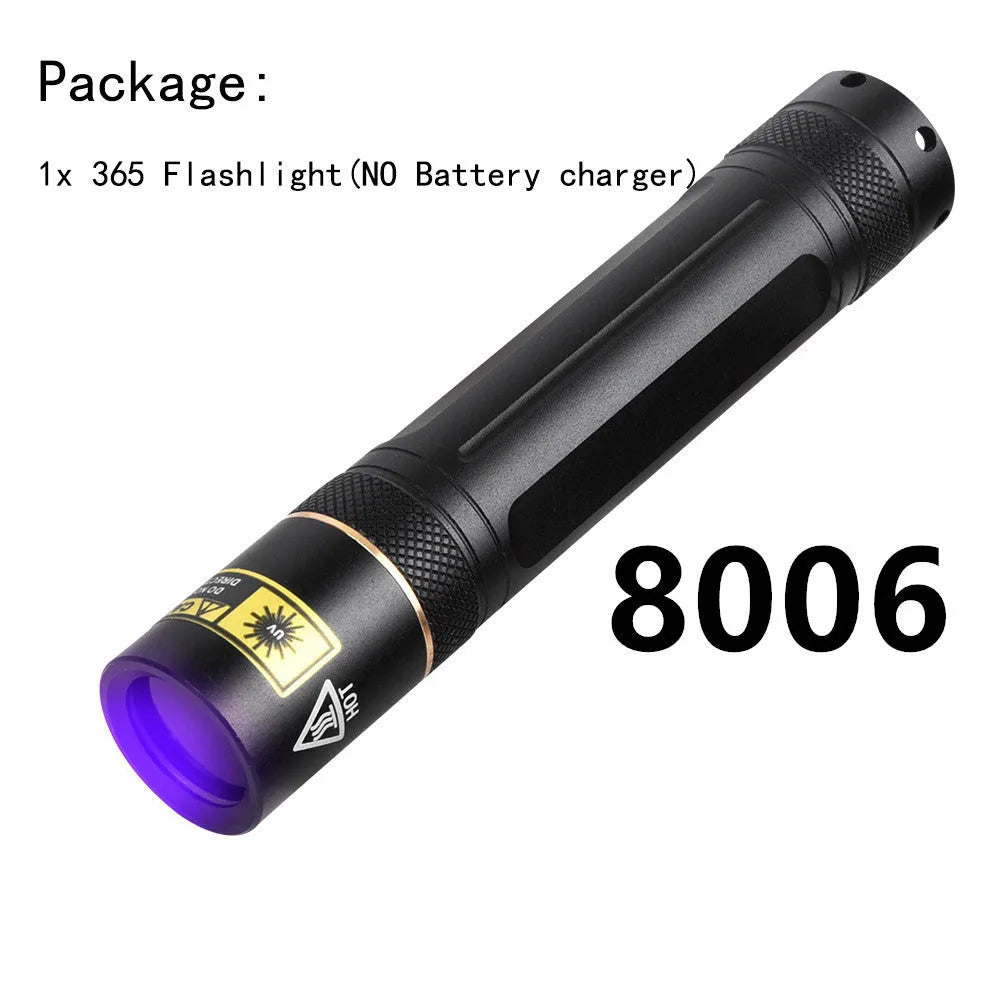 Y36 8006 365nm UV LED flashlight in aluminium alloy with 5W power and 18650 battery option