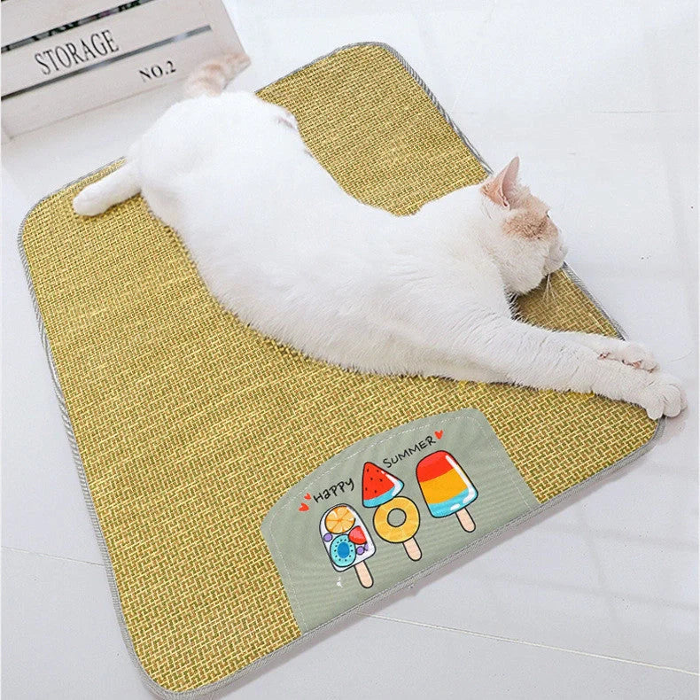 Cooling rattan pet mat for dogs and cats with sponge layer, available in five sizes