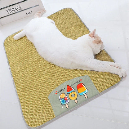 Cooling rattan pet mat for dogs and cats with sponge layer, available in five sizes