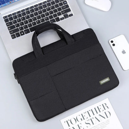 Waterproof Oxford cloth 15.6-inch laptop bag for business in dark grey with sewing line detail